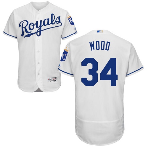 Royals #34 Travis Wood White Flexbase Authentic Collection Stitched MLB Jersey